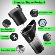 Mini Blender Electric NextWave™, Portabil, Multifunctional, Auto-curatare, Autonomie Mare, Baterie reincarcabila 4000mAh, 460 ml