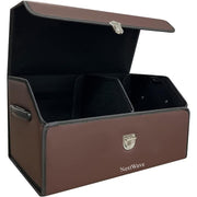 Organizator portbagaj auto Premium NextWave®️, Multifunctional, Pliabil, Rezistent, Manere Laterale, Prindere cu catarame, 1/2/3 compartimente mare, Maro