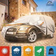 Prelata Auto Premium NextWave®️, Impermeabila, Protectie UV, Praf, Zapada, Inghet, Universala pentru Sedan, Buzunare Oglinzi, Fermoar Usa Sofer, Material Premium, Husa Saculet Depozitare
