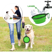 Bol portabil pentru hrana animale NextWave®️, hidratare si hranire pentru pisici si caini, ideal pentru plimbari si calatorii, silicon, pliabil, Verde
