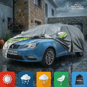 Prelata Auto Premium NextWave®️, Impermeabila, Protectie UV, Praf, Zapada, Inghet, Universala pentru Sedan, Buzunare Oglinzi, Fermoar Usa Sofer, Material Premium, Husa Saculet Depozitare