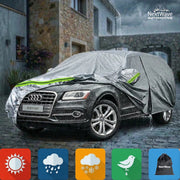 Prelata Auto Premium NextWave®️, Impermeabila, Protectie UV, Praf, Zapada, Inghet, Universala pentru Sedan, Buzunare Oglinzi, Fermoar Usa Sofer, Material Premium, Husa Saculet Depozitare