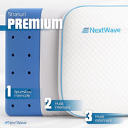 Pernă pentru dormit NextWave Spumă cu memorie cu gel ventilat Confort răcoros cu zone termice pentru somn odihnitor