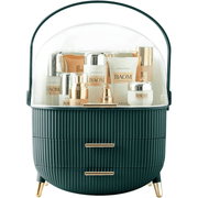 Organizator pentru cosmetice si bijuterii NextWave®, spatiu depozitare cu 2 sertare si vitrina, multifunctionala, alb