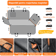 Husa scaune auto protectie si transport animale NextWave®️, Universala, pentru caini si pisici de toate taliile, Impermeabila, 137cm, Negru