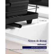 Scurgator vase cu suport scurgere automata, NextWave, multifunctional, 38 x 28 x 12 cm, Negru