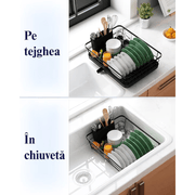 Scurgator vase cu suport scurgere automata, NextWave, multifunctional, 38 x 28 x 12 cm, Negru