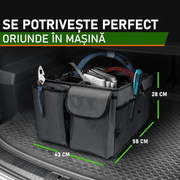 Organizator portbagaj auto NextWave®️ cu chingi de ancorare, Multifunctional, Pliabil, 9 compartimente, Capacitate 60L, Material Oxford 1680D, 58x43x27 cm