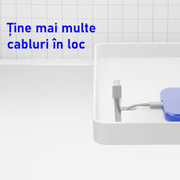 Raft pentru pat NextWave®️, cu suport pentru telefon, tableta si obiecte, incarcator, prindere incorporata pentru cabluri, 32x24x7 cm, alb