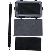 Geanta pentru transport animale mici NextWave®, pisica, caine, iepure, din panza, 45x28x28 cm, Baza rezistenta cu covoras, Usor de transportat, Plasa respirabila, Gri