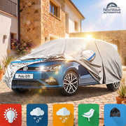 Prelata Auto Premium NextWave®️, Impermeabila, Protectie UV, Praf, Zapada, Inghet, Universala pentru Sedan, Buzunare Oglinzi, Fermoar Usa Sofer, Material Premium, Husa Saculet Depozitare