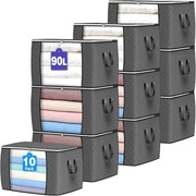 Set 10 huse depozitare NextWave, protecție pentru haine și jucării, gri, 60x40x33cm