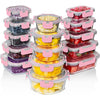 Set 15 Caserole Alimentare din sticla NextWave®️ Capace Etanse, Depozitare Frigider si Congelator, Potrivite pentru Microunde, Fara BPA, Organizare Bucatarie, Inchidere cu 4 Clipsuri, Usor de Curatat, Transparent