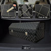Organizator portbagaj auto Premium NextWave®️, Multifunctional, Pliabil, Rezistent, Manere Laterale, Prindere cu catarame, 1/2/3 compartimente, alb negru
