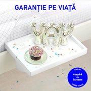 Raft pentru pat/noptiera NextWave®️, cu suport pentru telefon, incarcator, tableta si obiecte, prindere pentru cabluri, 32x24x7.5cm, alb