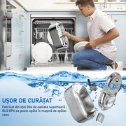 Dispenser apa automat cu Bol pentru mancare NextWave®, 2-1 tip fantana pentru pisici si caini, cu purificare si filtrare prin carbune activ, ultra-silentioasa, USB, adaptor priza, otel inoxidabil, capacitate 3L, Argintiu