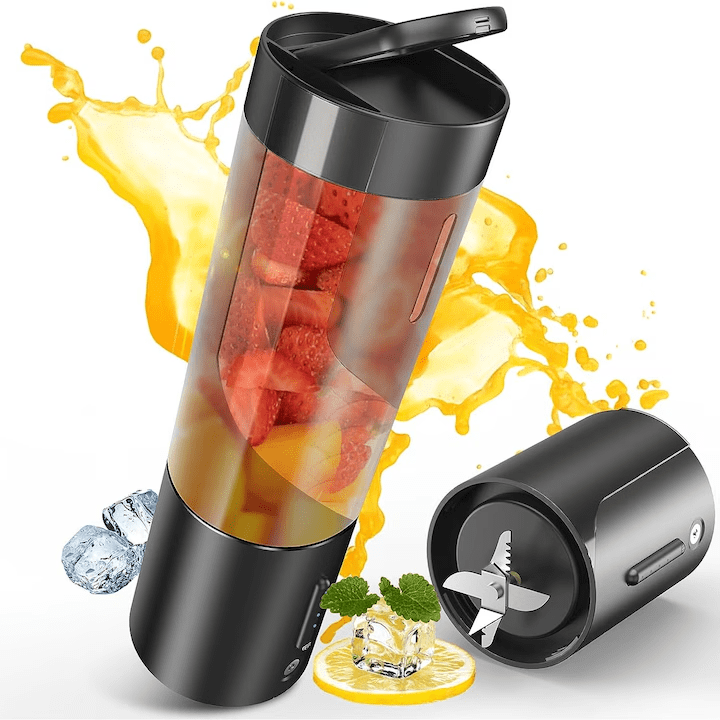 Mini Blender Electric NextWave™, Portabil, Multifunctional, Auto-curatare, Autonomie Mare, Baterie reincarcabila 4000mAh, Smoothie, legume si fructe, Milk shake, Fresh, 400 ml, 6 Lame 3D