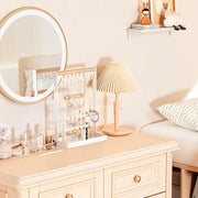 Suport bijuterii NextWave, 4 niveluri, 10 carlige, alb, dimensiuni compacte