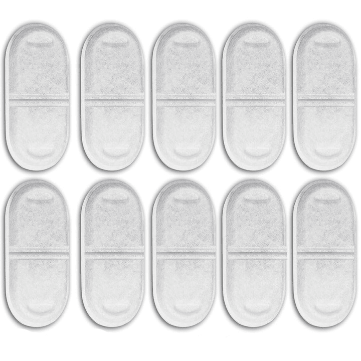 Set 10 Filtre pentru Dispenser Apa Automat NextWave™, Compatibil cu model D10 tip fantana pentru pisici 2-1 din Inox, Purificare, Ionizare, Carbon activ