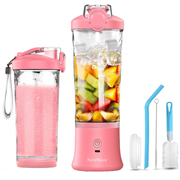 Mini Blender Electric Portabil NextWave™, Multifunctional, Auto-curatare, Autonomie Mare, Recipient detasabil cu capac, Baterie reincarcabila 4000mAh, 240W, 600 ml, negru