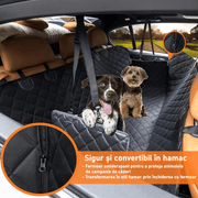 Husa scaune auto protectie si transport animale NextWave®️, Universala, pentru caini si pisici de toate taliile, Impermeabila, 137cm, Negru