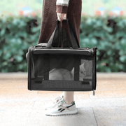 Geanta pentru transport animale mici NextWave®, pisica, caine, iepure, din panza, 46x30x30, Baza rezistenta cu covoras, Usor de transportat, Plasa respirabila