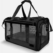 Geanta pentru transport animale mici NextWave®, pisica, caine, iepure, din panza, 46x30x30, Baza rezistenta cu covoras, Usor de transportat, Plasa respirabila