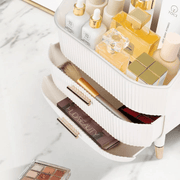 Organizator pentru cosmetice si bijuterii NextWave®, spatiu depozitare cu 2 sertare si vitrina, multifunctionala, alb