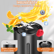 Mini Blender Electric NextWave™, Portabil, Multifunctional, Auto-curatare, Autonomie Mare, Baterie reincarcabila 4000mAh, Smoothie, legume si fructe, Milk shake, Fresh, 400 ml, 6 Lame 3D