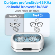 Sterilizator Ultrasonic Profesional 48kHz pentru bijuterii, Proteze, Ochelari, Ceasuri, Monede, Sticla, 2 moduri de curatare, Accesorii de Manichiura si Pedichiura, Biberoane si Suzete, Aparat de curatare pentru uz casnic, portabil, rezervor din inox