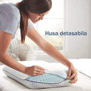 Perna ortopedica NextWave, Spuma cu Memorie, Husa detasabila cu 2 zone termice, 40x60cm, ergonomica pentru Gat si Suport Cervical, Ideala pentru dormitul lateral, spate sau stomac, foarte moale