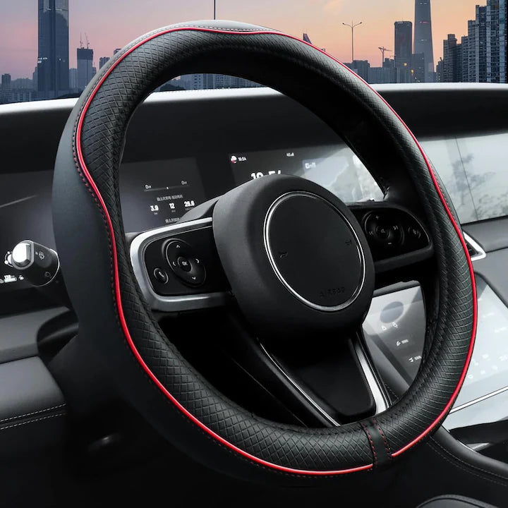 Husa volan auto NextWave®, din piele ecologica din microfibra, captuseala interioara antiderapanta, cusaturi ranforsate, protectie impotriva uzurii, zgarieturilor si caldurii, montare usoara, compatibila cu volane de 37-39 cm