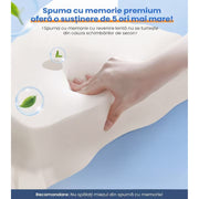 Perna ortopedica pentru dormit NextWave®, Spuma cu Memorie pentru suport Cervical, Ergonomica pentru Gat si Suport Cervical, Ideala pentru dormitul spate, lateral sau stomac, Husa detasabila Hipoalergenica Lavabila