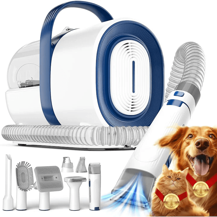 Masina De Tuns Animale, Caini, Pisici NextWave®, Aspirator 7 in 1 pentru toaletarea animalelor de companie si materiale textile, 6 marimi pentru tuns, Usor de Utilizat, Zgomot Redus