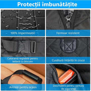 Husa scaune auto, protectie si transport animale extinsa NextWave®️, insertie 3 placi pentru caini, pisici de toate taliile, rezistenta pana la 142 kg, pat animale, ofera protectie bancheta spate autoturism, Universala, Negru