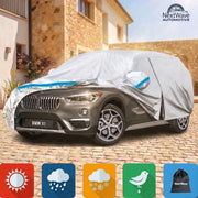 Prelata Auto Premium NextWave®️, Impermeabila, Protectie UV, Praf, Zapada, Inghet, Universala pentru Sedan, Buzunare Oglinzi, Fermoar Usa Sofer, Material Premium, Husa Saculet Depozitare