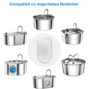 Set 16 filtre de rezerva pentru dispenser de apa tip adapator, fantana pentru pisici si caini NextWave®️ din Inox, purificare, elimina eficient impuritatile si firele de par, carbon activ, 8 filtre de bumbac si 8 bureti prefiltranti