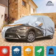 Prelata Auto Premium NextWave®️, Impermeabila, Protectie UV, Praf, Zapada, Inghet, Universala pentru Sedan, Buzunare Oglinzi, Fermoar Usa Sofer, Material Premium, Husa Saculet Depozitare