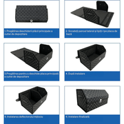 Organizator portbagaj auto Premium NextWave®️, Multifunctional, Pliabil, Rezistent, Manere Laterale, Prindere cu catarame, 2 compartimente mari, 53x31x30 cm, Alb Negru