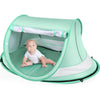 Cort de plaja pentru bebelusi NextWave®️, protectie solara UPF 50+, deschidere pop-up automata, plasa respirabila pentru ventilatie, perdea rulabila, 4 tarusi, geanta transport, din nailon 190T, pentru camping si plaja, 137.2 x 88.9 x 66 cm