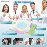 Perna ortopedica pentru dormit NextWave®, Spuma cu Memorie pentru suport Cervical, Ergonomica pentru Gat si Suport Cervical, Ideala pentru dormitul lateral, spate sau stomac, Husa detasabila lavabila Hipoalergenica