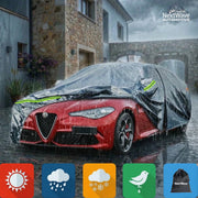 Prelata Auto Premium NextWave®️, Impermeabila, Protectie UV, Praf, Zapada, Inghet, Universala pentru Sedan, Buzunare Oglinzi, Fermoar Usa Sofer, Material Premium, Husa Saculet Depozitare