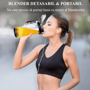 Mini Blender Electric Portabil NextWave™, Multifunctional, Auto-curatare, Autonomie Mare, Recipient detasabil cu capac, Baterie reincarcabila 4000mAh, 240W, 600 ml, negru