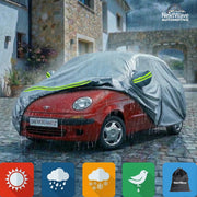 Prelata Auto Premium NextWave®️, Impermeabila, Protectie UV, Praf, Zapada, Inghet, Universala pentru Sedan, Buzunare Oglinzi, Fermoar Usa Sofer, Material Premium, Husa Saculet Depozitare