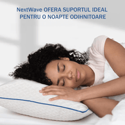 Perna ortopedica pentru dormit ajustabila NextWave®️, Spuma cu Memorie cu gel Maruntita pentru Gat si Suport Cervical, 2 Zone de Confort, Husa lavabila, Ideala pentru dormitul lateral, spate sau stomac, 70x50 cm