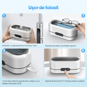 Sterilizator Ultrasonic Profesional 48kHz pentru bijuterii, Proteze, Ochelari, Ceasuri, Monede, Sticla, 2 moduri de curatare, Accesorii de Manichiura si Pedichiura, Biberoane si Suzete, Aparat de curatare pentru uz casnic, portabil, rezervor din inox