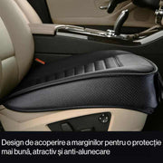 Husa scaun auto NextWave®️, universala, 53 x 53 cm, protectie pentru sezut scaun fata, piele PU, design elegant cu buzunar pentru depozitare, anti-alunecare