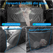 Husa scaune auto, protectie si transport animale extinsa NextWave®️, insertie 3 placi pentru caini, pisici de toate taliile, rezistenta pana la 142 kg, pat animale, ofera protectie bancheta spate autoturism, Universala, Negru