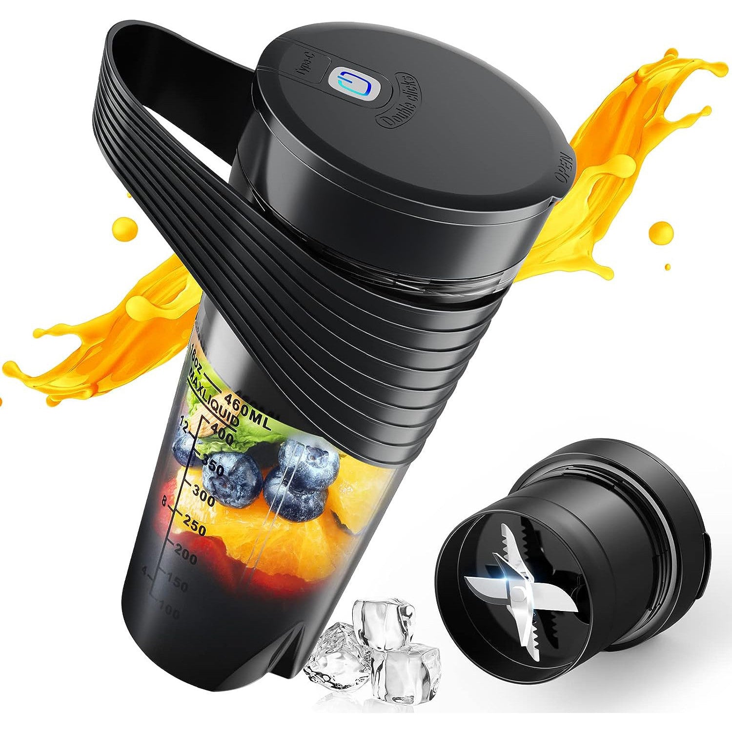 Mini Blender Electric NextWave™, Portabil, Multifunctional, Auto-curatare, Autonomie Mare, Baterie reincarcabila 4000mAh, 460 ml