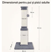 Ansamblu de joaca pentru pisici NextWave®, stalp pentru ascutit ghearelor, bila suspendata, confectionat din sisan natural rezistent la zgarieturi, inaltime mare pentru protectia mobilierului